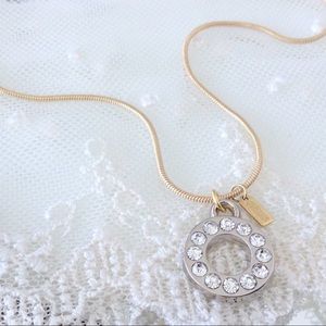MIXED METAL! Coach Pave Circle Charm Necklace